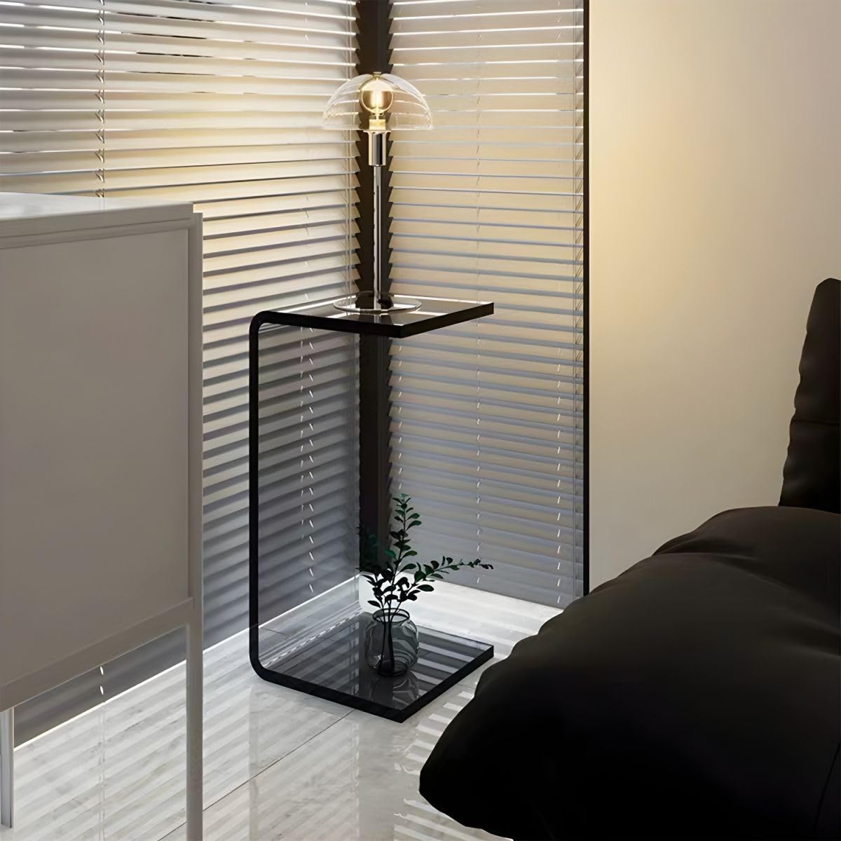 Smoke Gray Acrylic C-Shaped Side Table