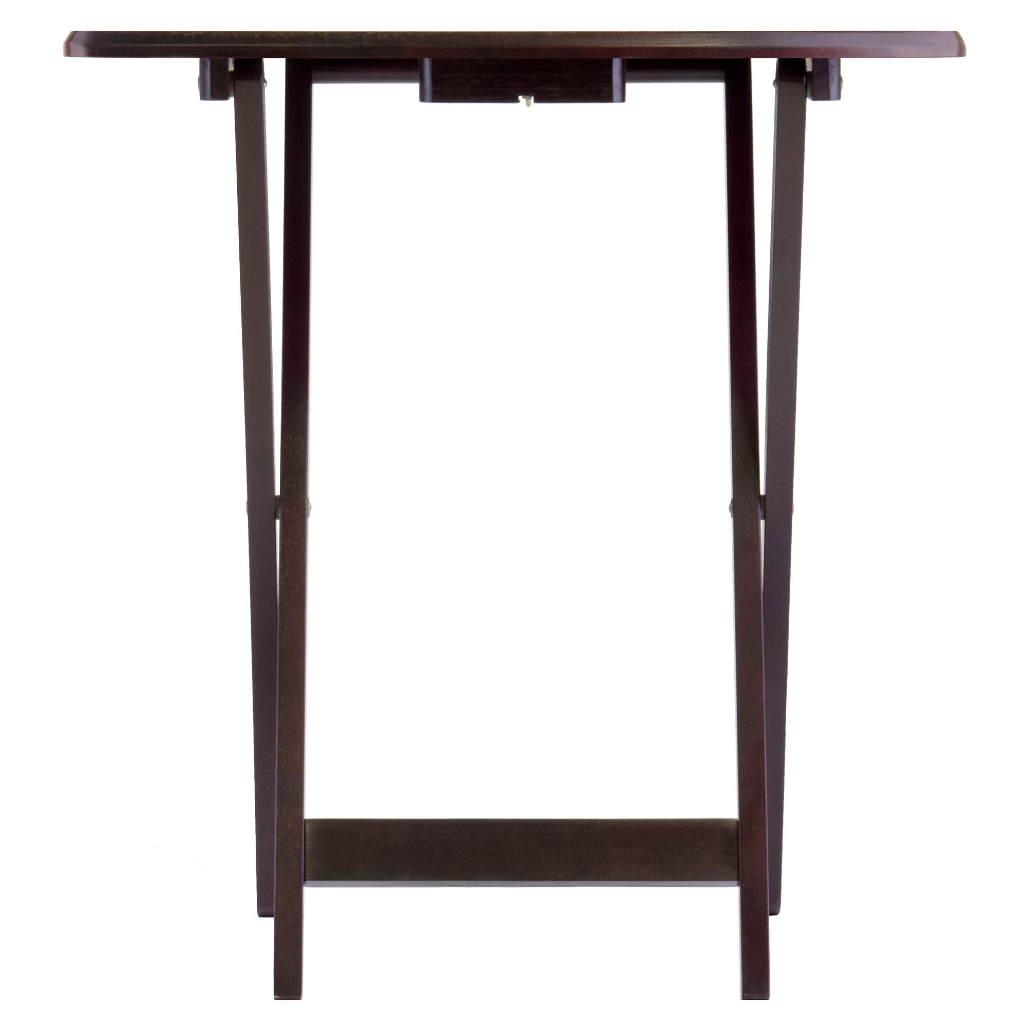 Winsome Dylan Set of 4 Oversized Foldable Snack Tables with Storage Rack, 26" in Espresso, Easy to Store Portable Fold Up Table Set for Kitchen, Living Room TV Dining, Crafts, Puzzles, Work From Home