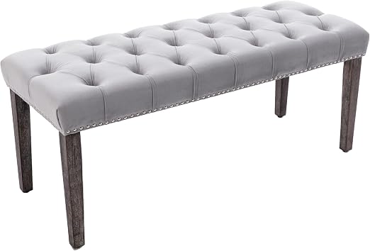 Button-Tufted Velvet Ottoman Bench