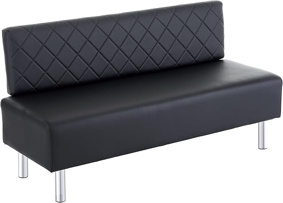 Brown Faux Leather Reception Bench