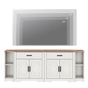WAMPAT 82.7" W TV Stand for up to 95" TVs,Farmhouse Entertainment Center with Storage Barn Door Cabinet,TV Console Table with Media Cabinet and Drawers for Living Room,Bedroom,Cream White