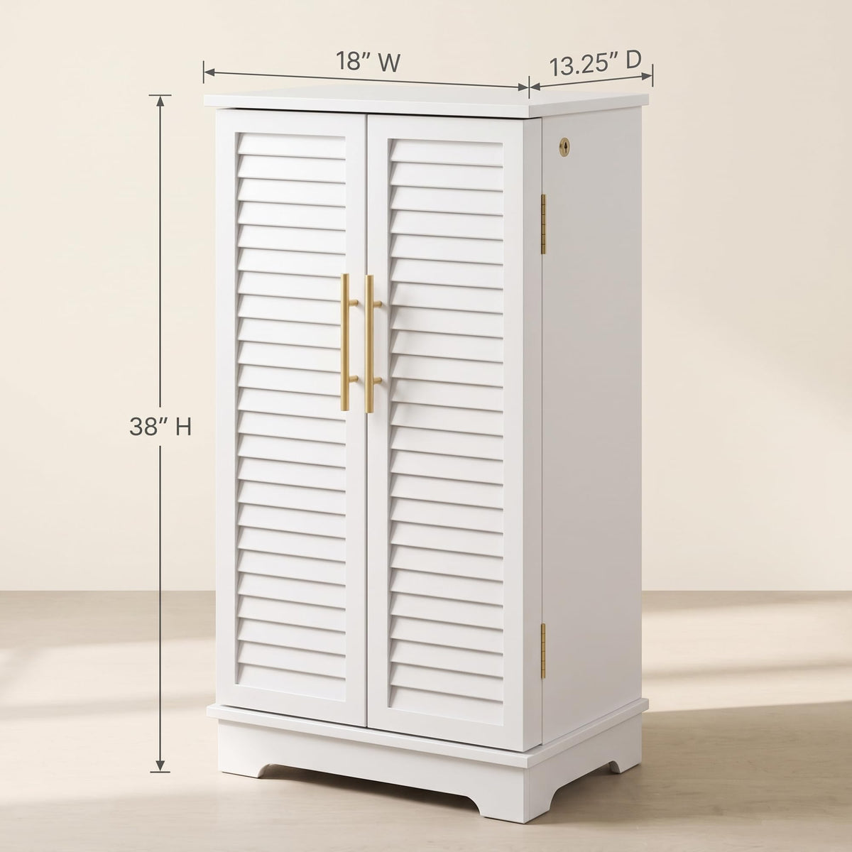 Hives and Honey Porsha Jewelry Armoire – Fully Locking with Mirror, 7 Drawers, Necklace Hooks & Ring Storage – Solid Wood Veneer, Anti-Tarnish Lining – White