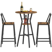 Round 2-Tier Bar Table with Storage Shelf