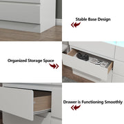 9 Drawer Dresser with Power Outlet, Modern Chest of Drawers with LED Ligh, Wood Dressers TV Stand, Double Wide Dressers Organizer for Closet, Storage Organizer Drawers for Bedroom, Living Room (White)