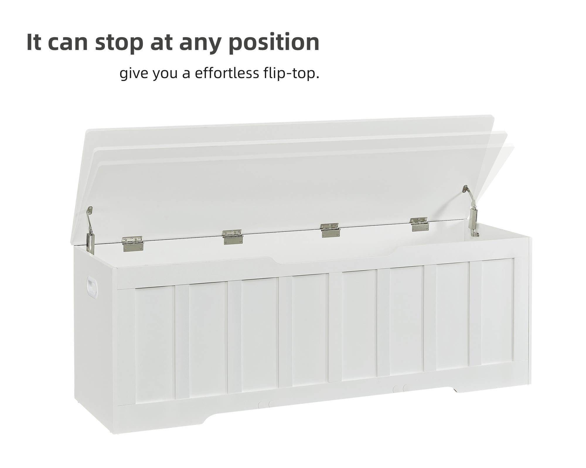 Large Storage Bench with Safety Hinges