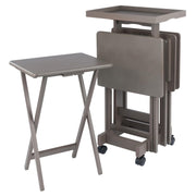 Folding Snack Table Set with Storage Rack