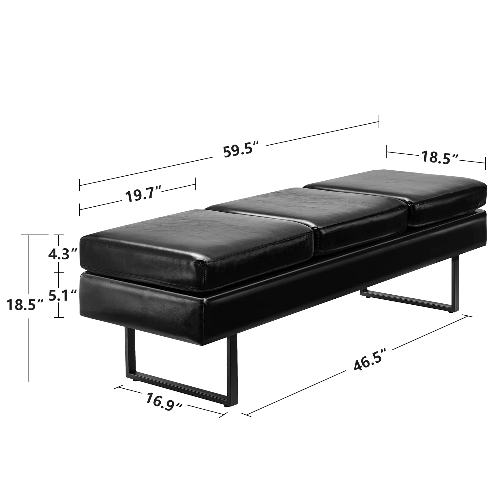 59" PU Leather Waiting Room Bench