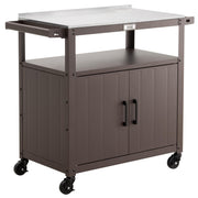 Outdoor Grill Cart with Stainless Steel Top & Storage Cabinet