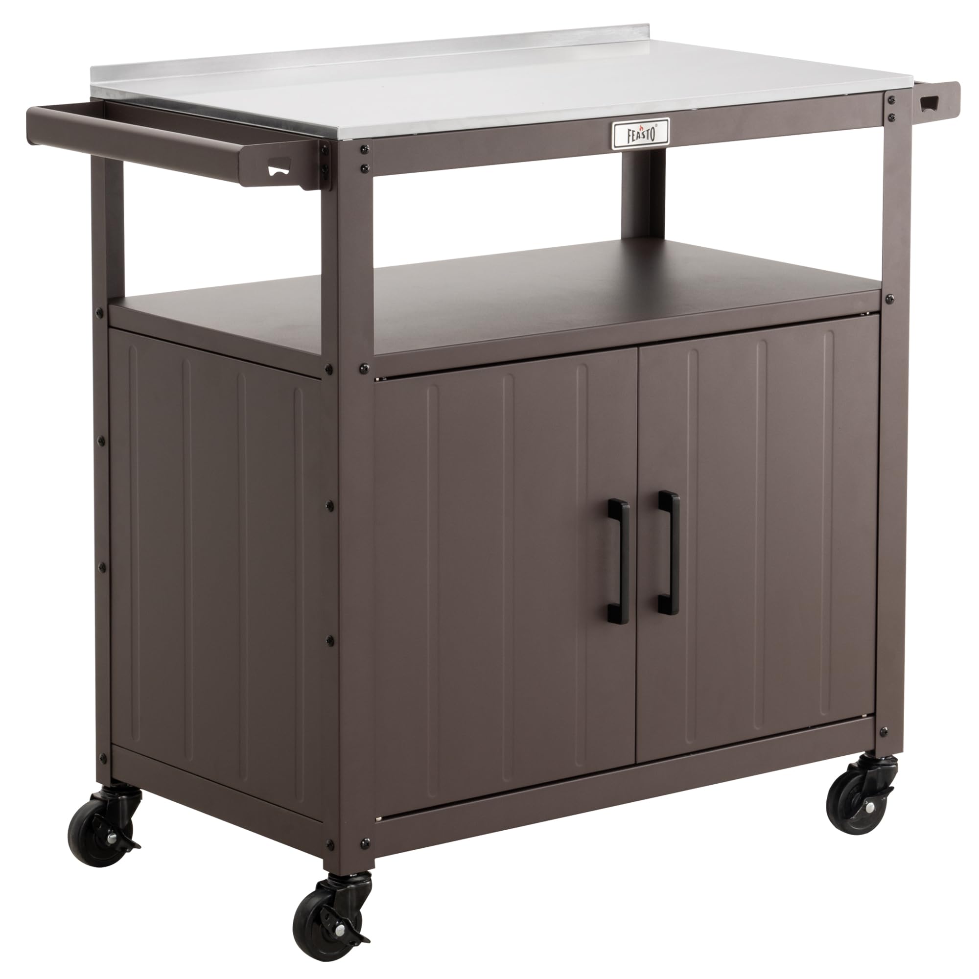 Outdoor Grill Cart with Stainless Steel Top & Storage Cabinet