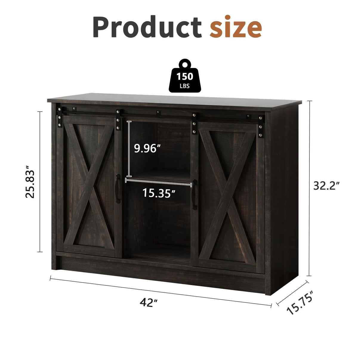 4 EVER WINNER Farmhouse Coffee Bar, 42 Inch Coffee Bar Cabinet, Espresso