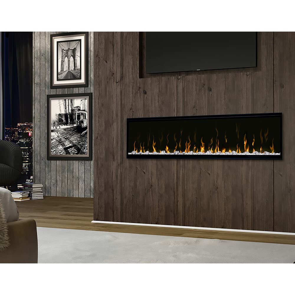 Dimplex IgniteXL 60" Built-in Linear Electric Fireplace with Driftwood and River Rock Accessories (Models: XLF60 & LF60DWS-KIT) 8530/5118 BTU, 240/120 Volt, 2500/1500 Watt, Black