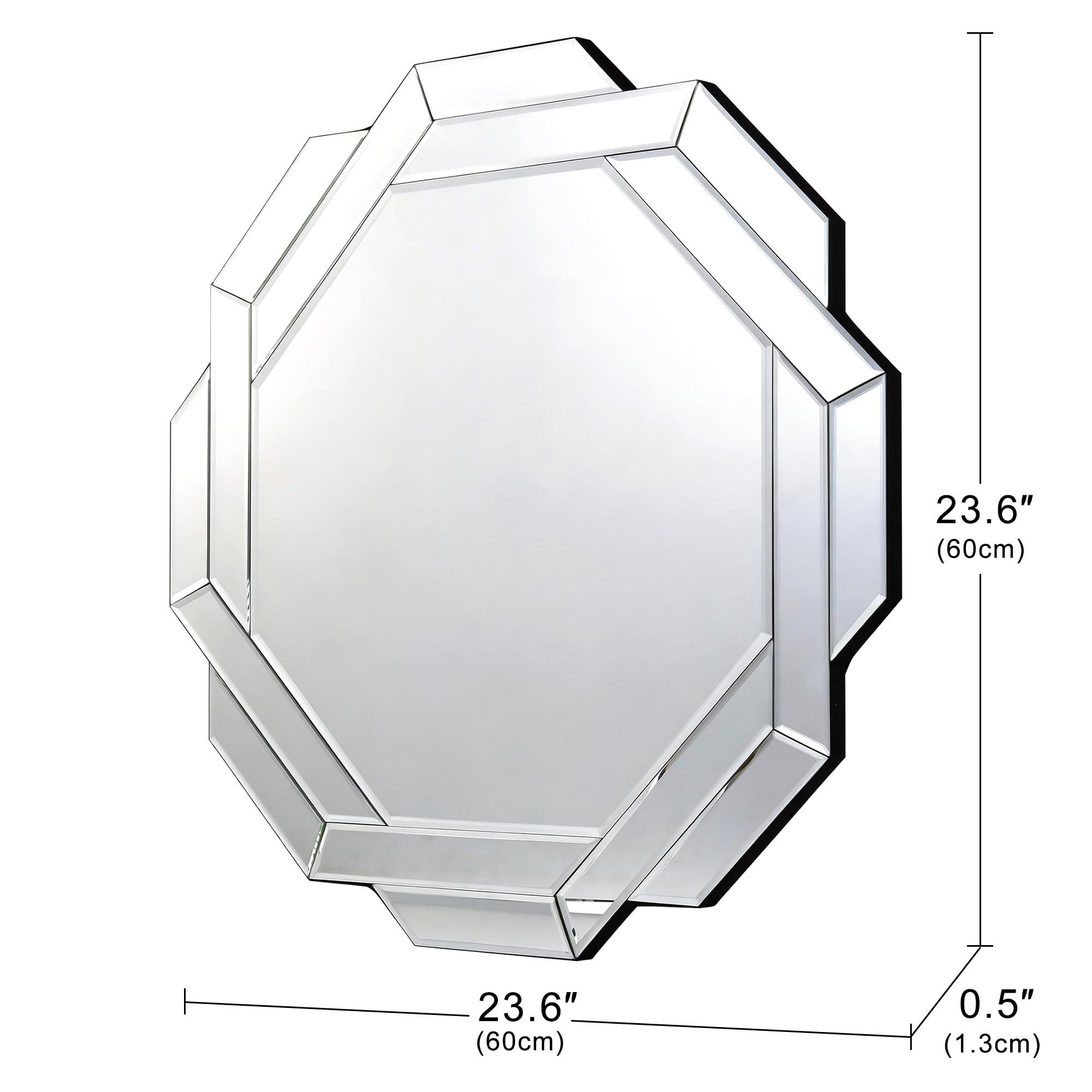 Octagon Wall Mirror 23.6" – Beveled Glass, HD Reflection