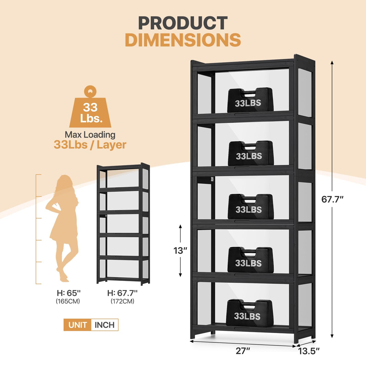 Bamboo Acrylic Display Cabinet