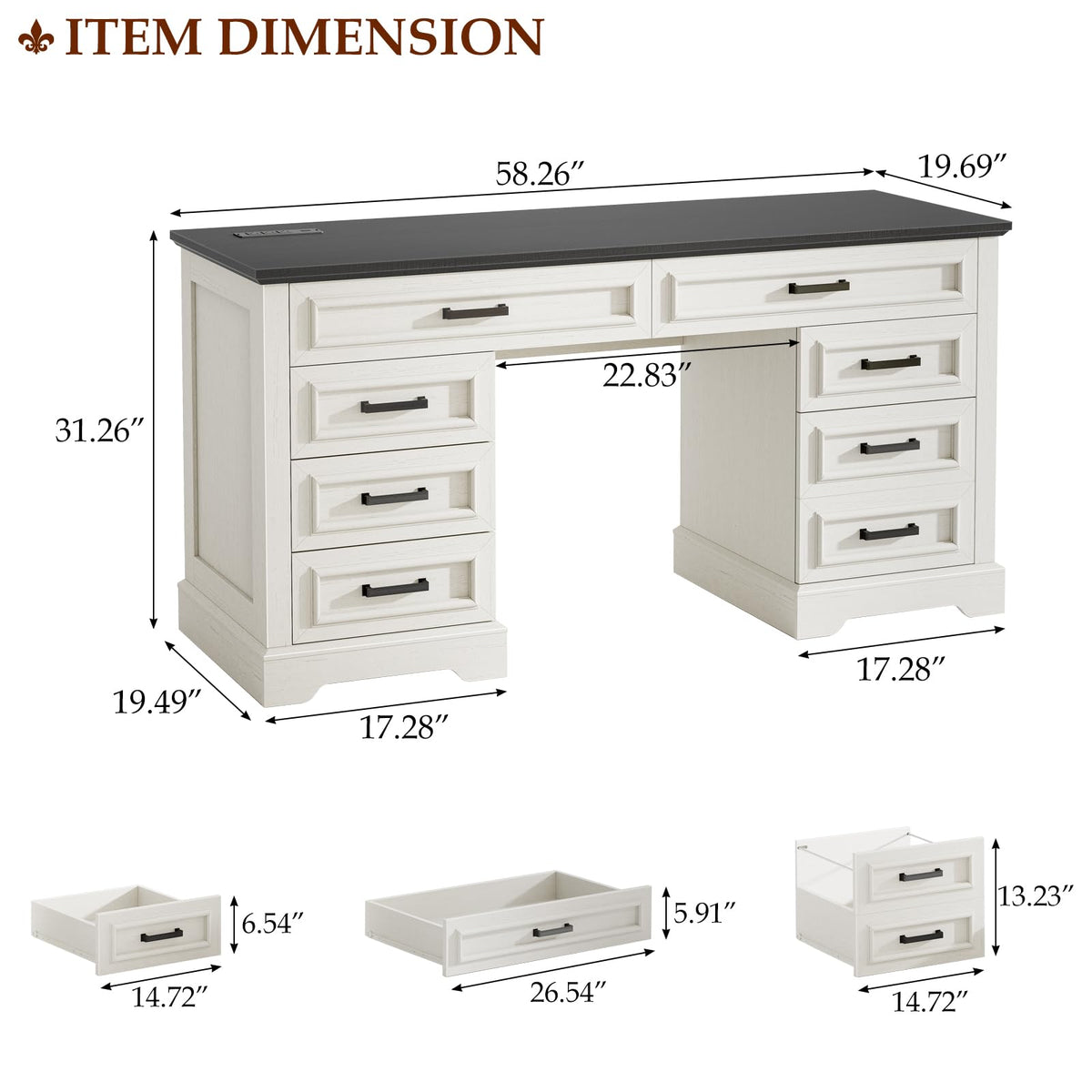 Farmhouse Desk with Charging Station