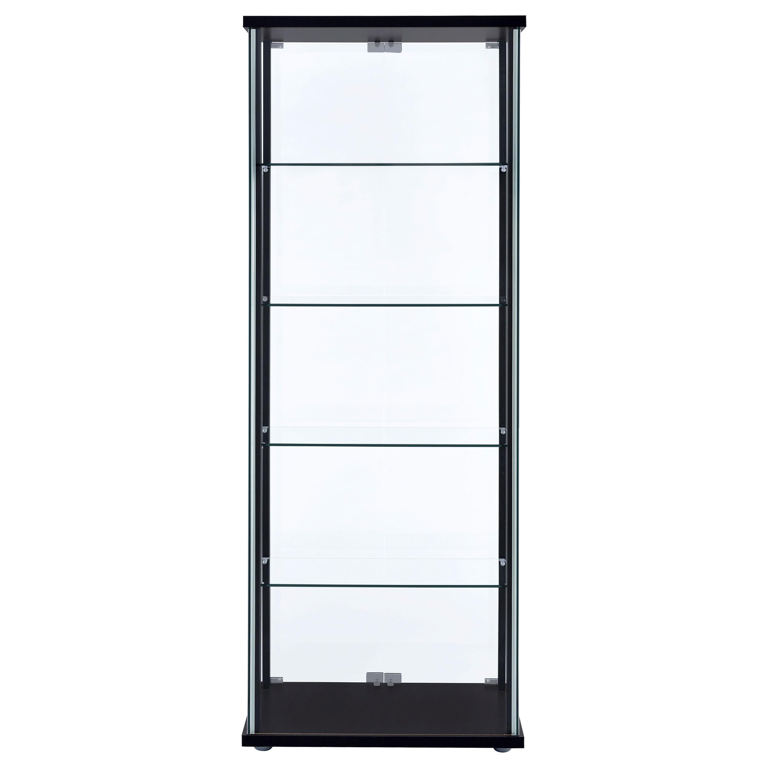 4-Shelf Glass Curio Cabinet with Wood Top, 2 Doors & Chrome Hardware – 64"