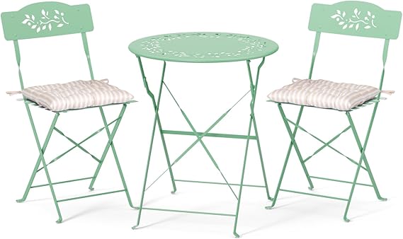 Outdoor Folding Bistro Set with Cushions – 3 Piece