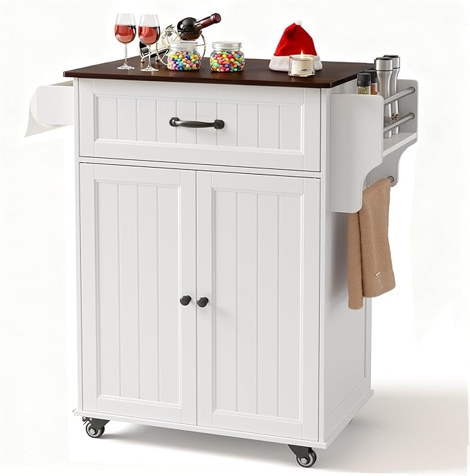 Kitchen Island Cart with Adjustable Shelf