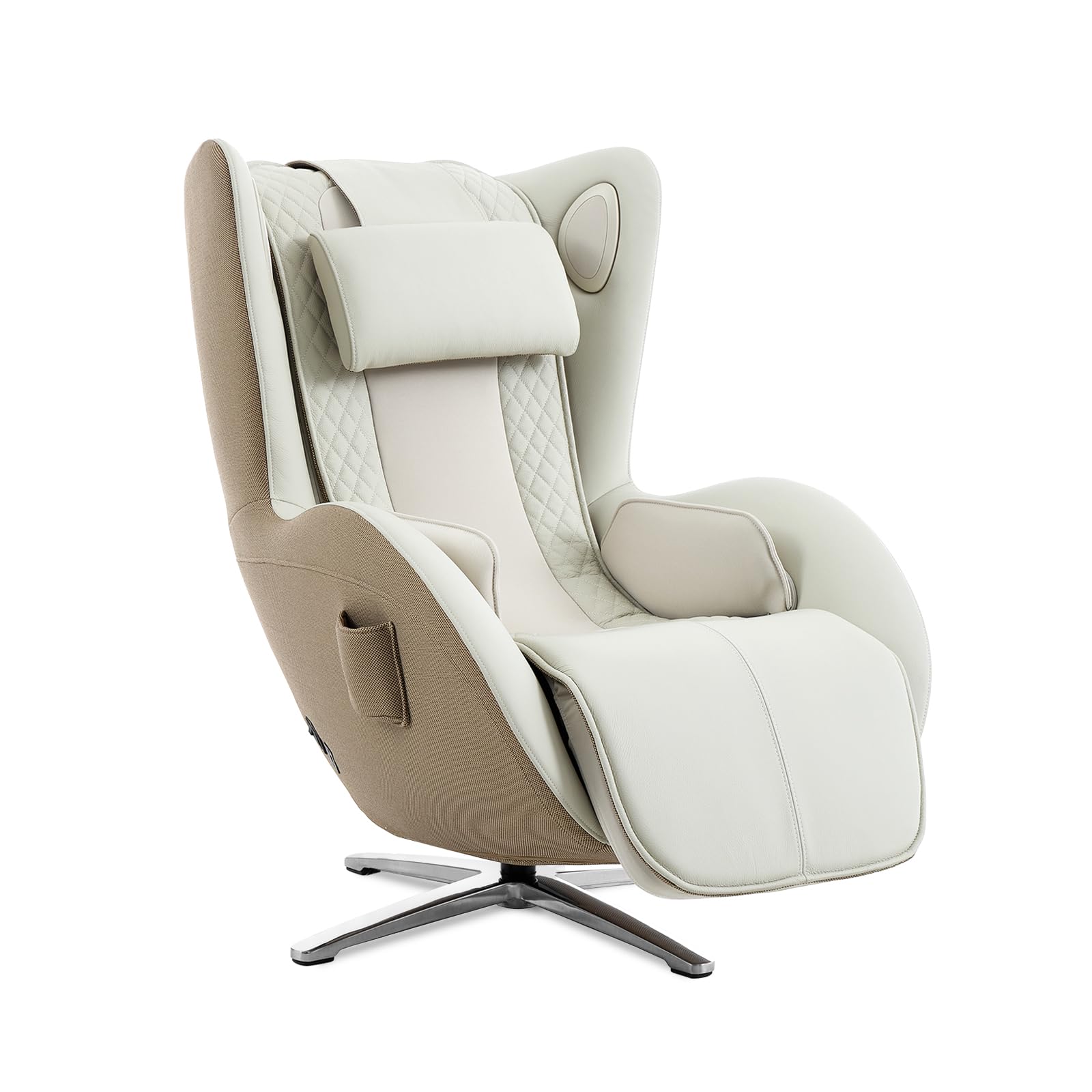 Nouhaus Aurora Massage Chair Full Body, Zero Gravity Genuine Leather Massage Chairs w/Airbags, Heating, Auto Modes, Bluetooth Speaker, Modern 4D Massage Chair Recliner for Living Room (Elder White)