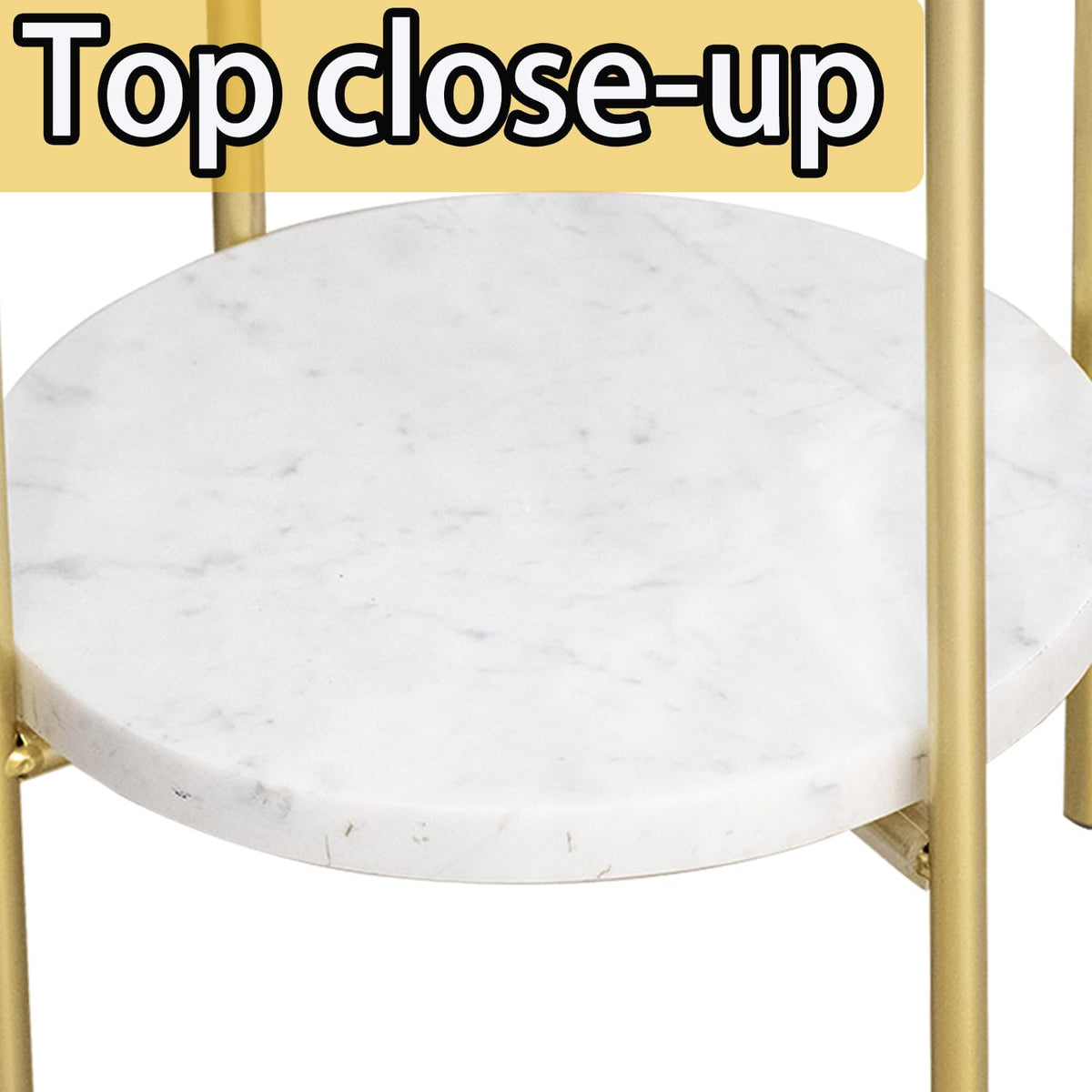 ALPOME Gold Plant Stand Indoor Tall - 2 Tier White Marble Top Side Table, 29.5 Inch Modern Round Metal End Table for Living Room Corner, Small Bedside Tables for Entryway & Bedroom (11x11, Gold)