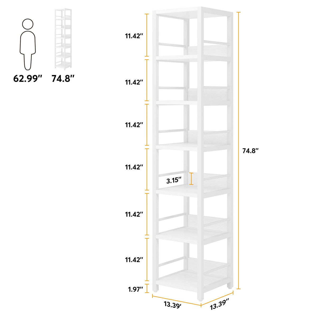 6-Tier Narrow Corner Bookshelf