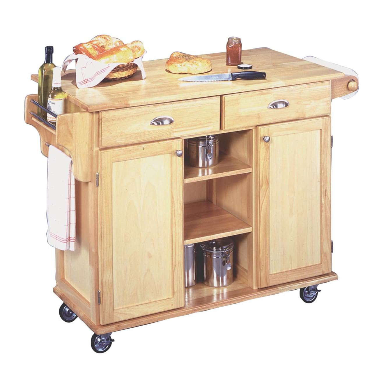 Homestyles General Line Natural Wood Mobile Kitchen Cart