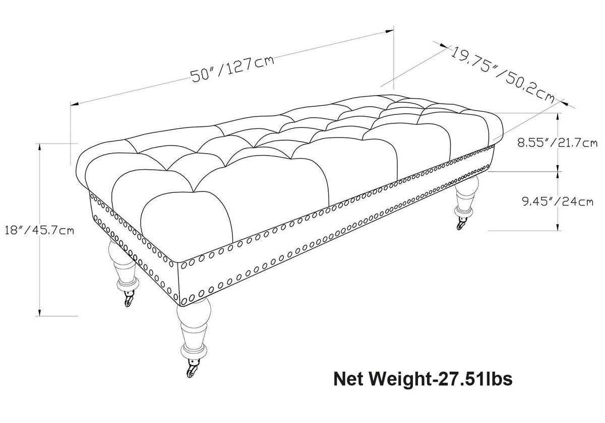 Brown Tufted Leather Ottoman Bench