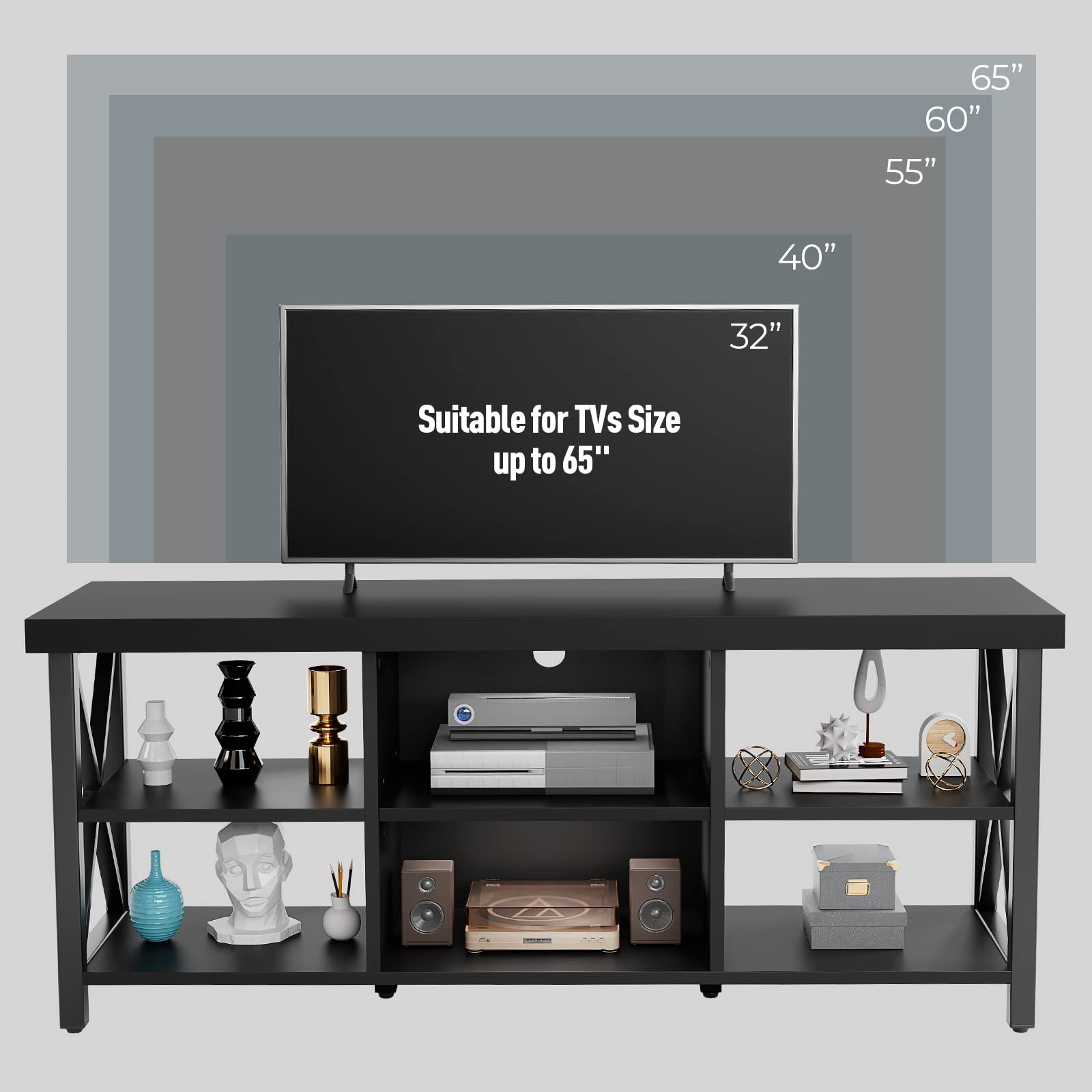 55" TV Stand with 6 Storage Compartments