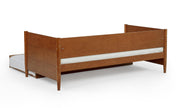 Camaflexi Mid-Century Modern Daybed & Trundle/Solid and Manufactured Wood/Panel Headboard/No Box Spring Needed/Foundation has 14 Wood Slats/Twin Trundle/Easy Assembly, Castanho Finish, Twin.