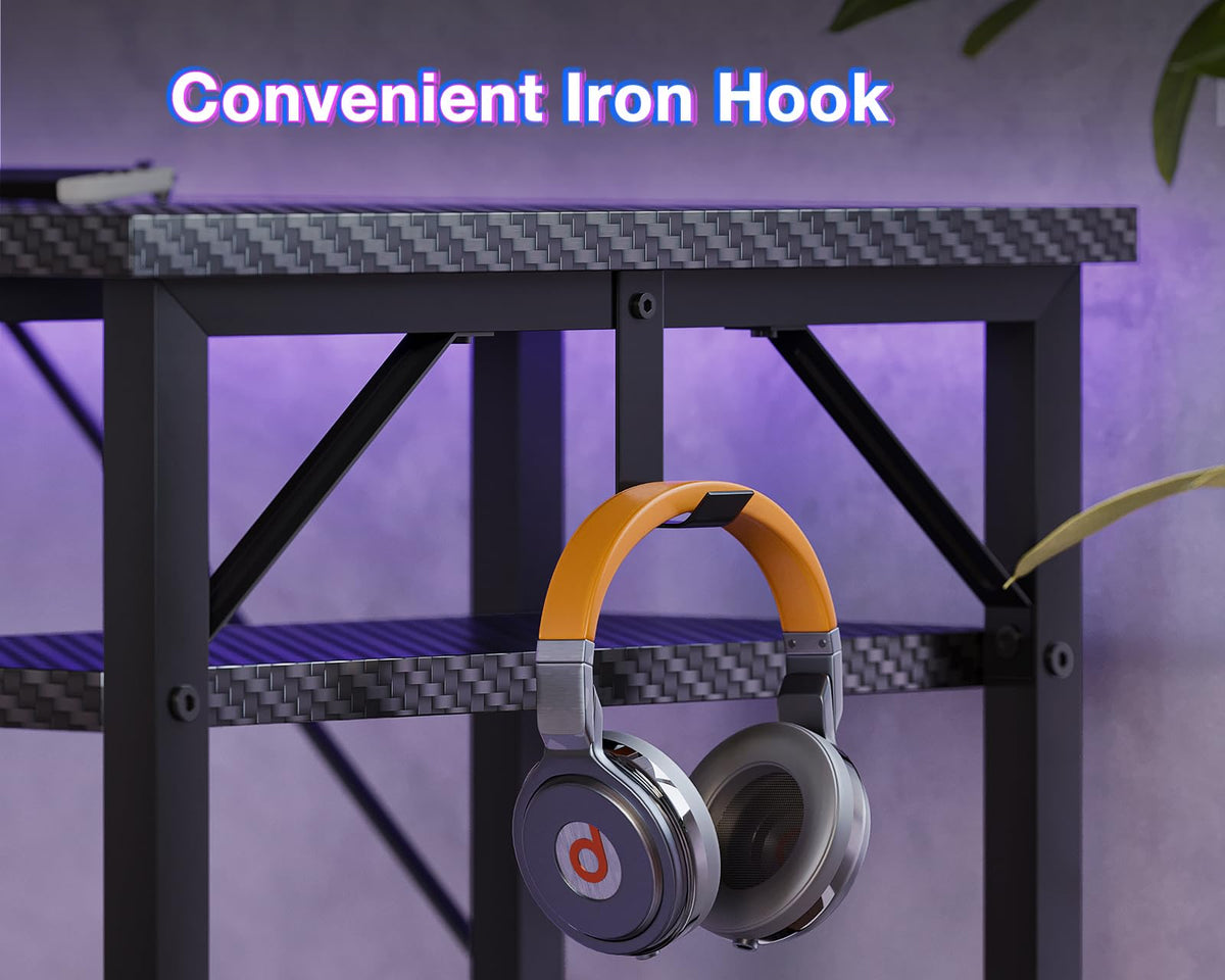 ODK 53 Inch L Shaped Gaming Desk with Hutch & Headphone Hook