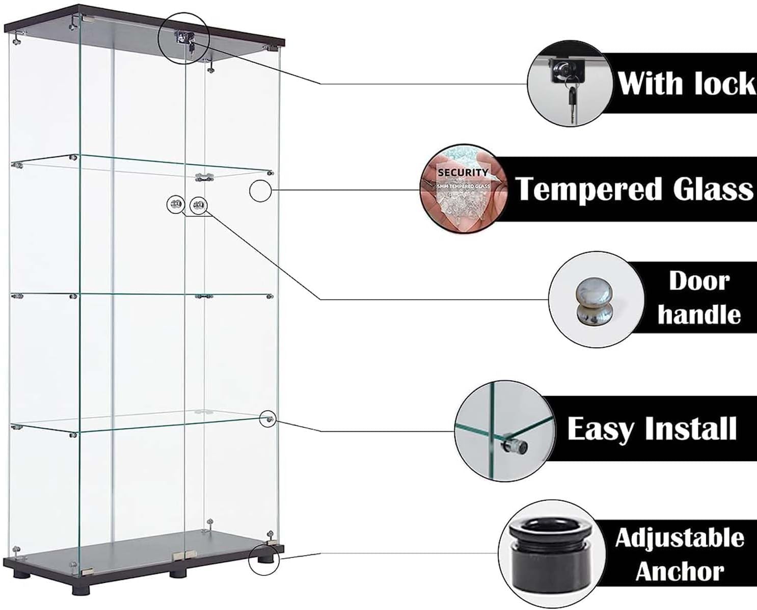 Glass Display Cabinet with Double Door
