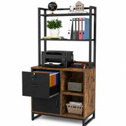 Locking File Cabinet with Bookshelf
