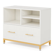 White Lateral File Cabinet with Drawer & Printer Stand