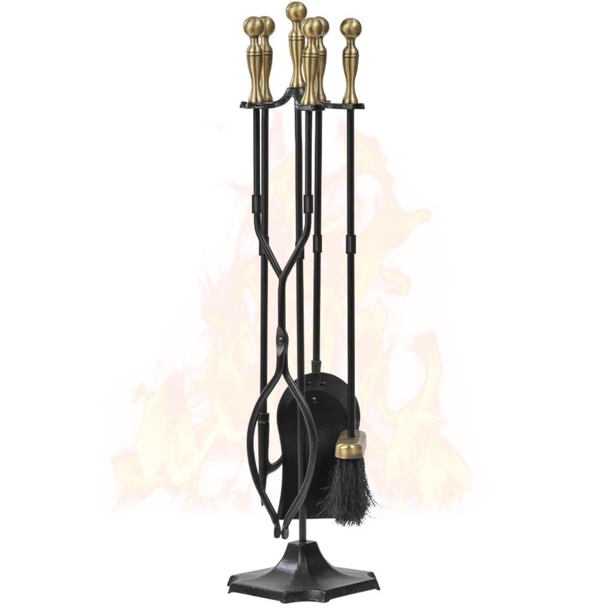 Brass Handle Fireplace Tool Set