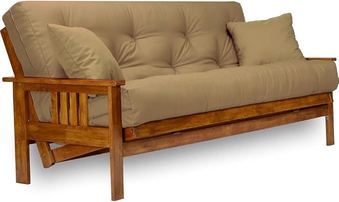Queen Hardwood Futon Set with Mattress
