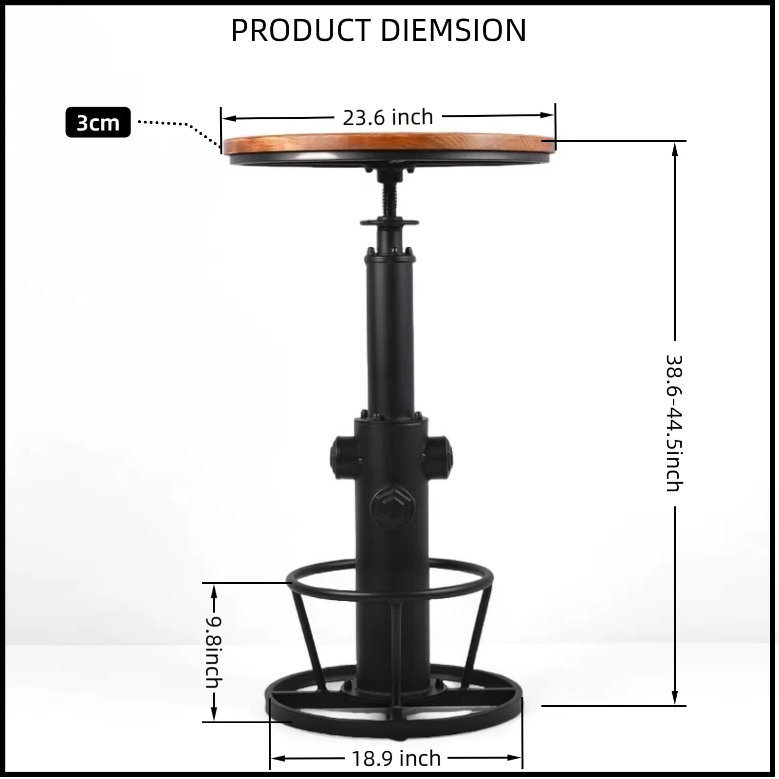 3-Piece Bar Table Set with Adjustable Swivel Stools
