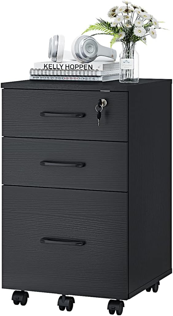 3-Drawer Mobile File Cabinet with Wheels
