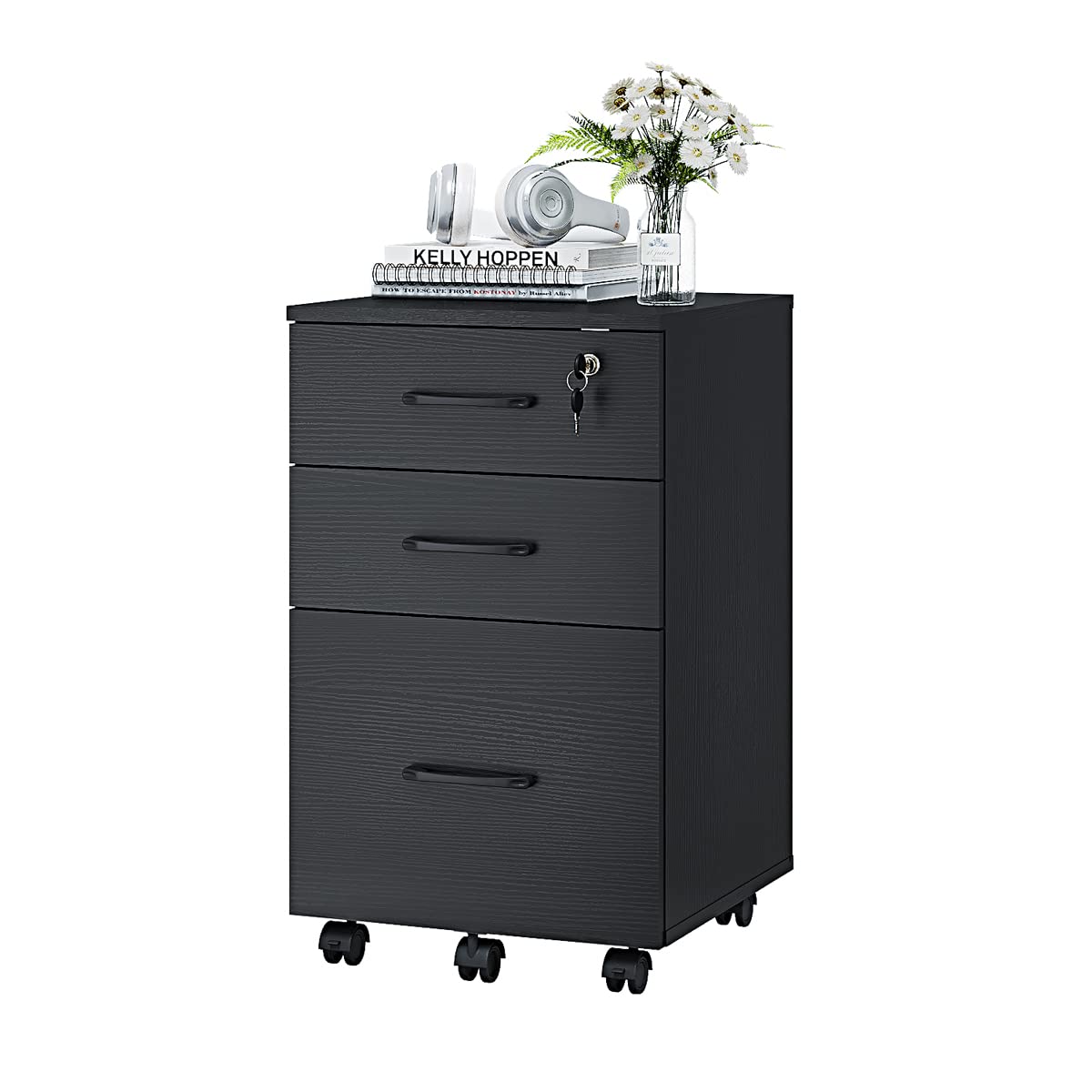 3-Drawer Mobile File Cabinet with Wheels