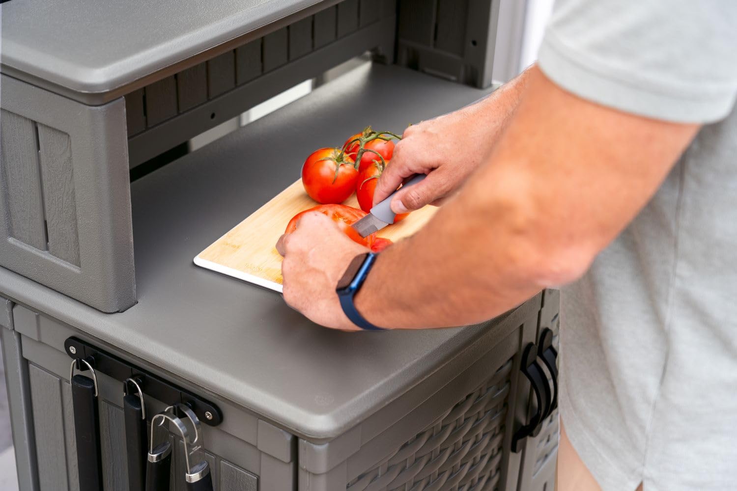 Outdoor Prep Station with Storage Cabinet