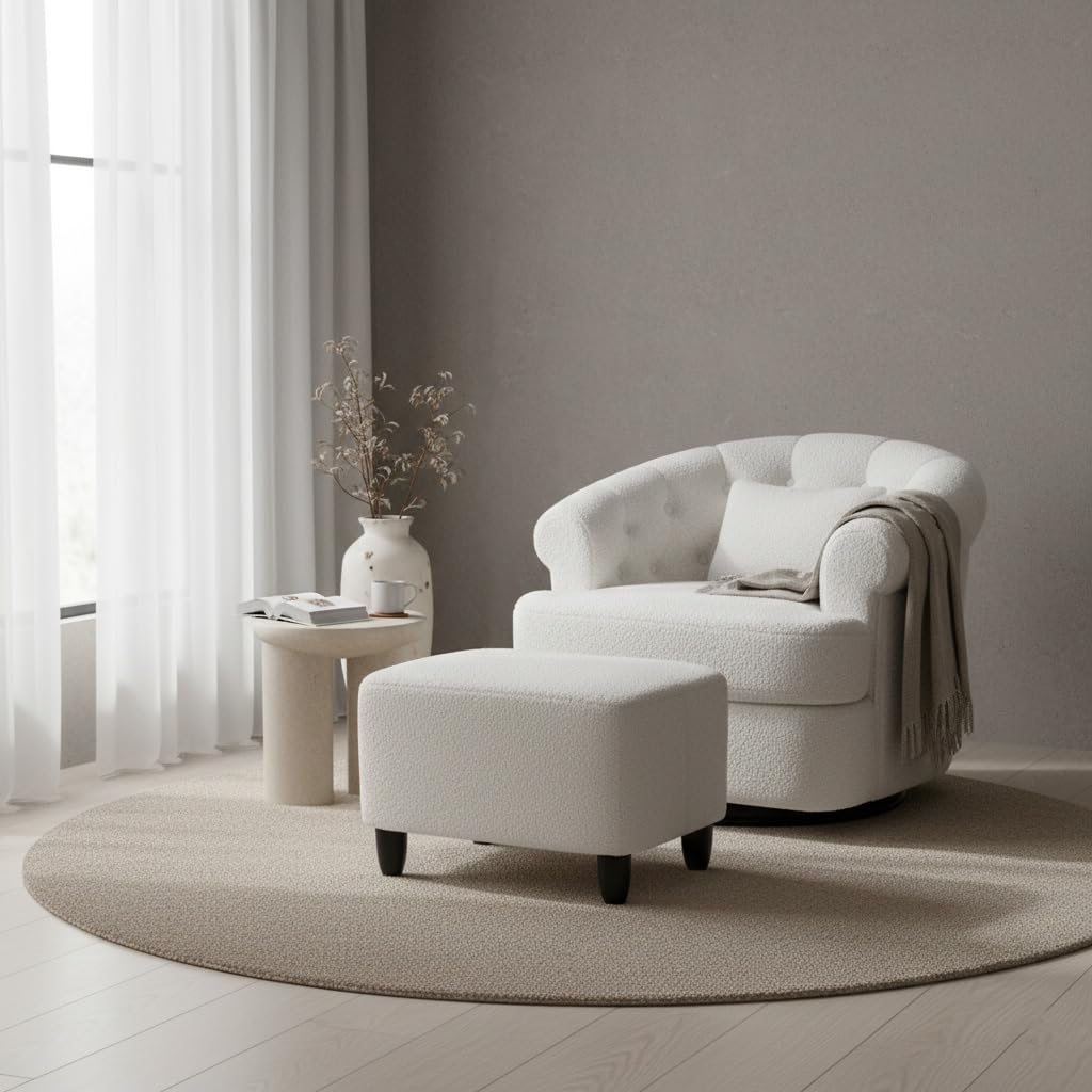 Swivel Barrel Accent Chair with Ottoman