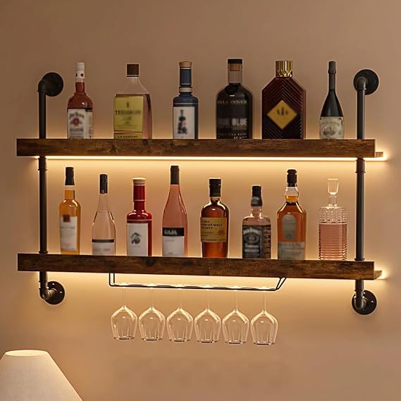 Wall-Mounted LED Wine Rack