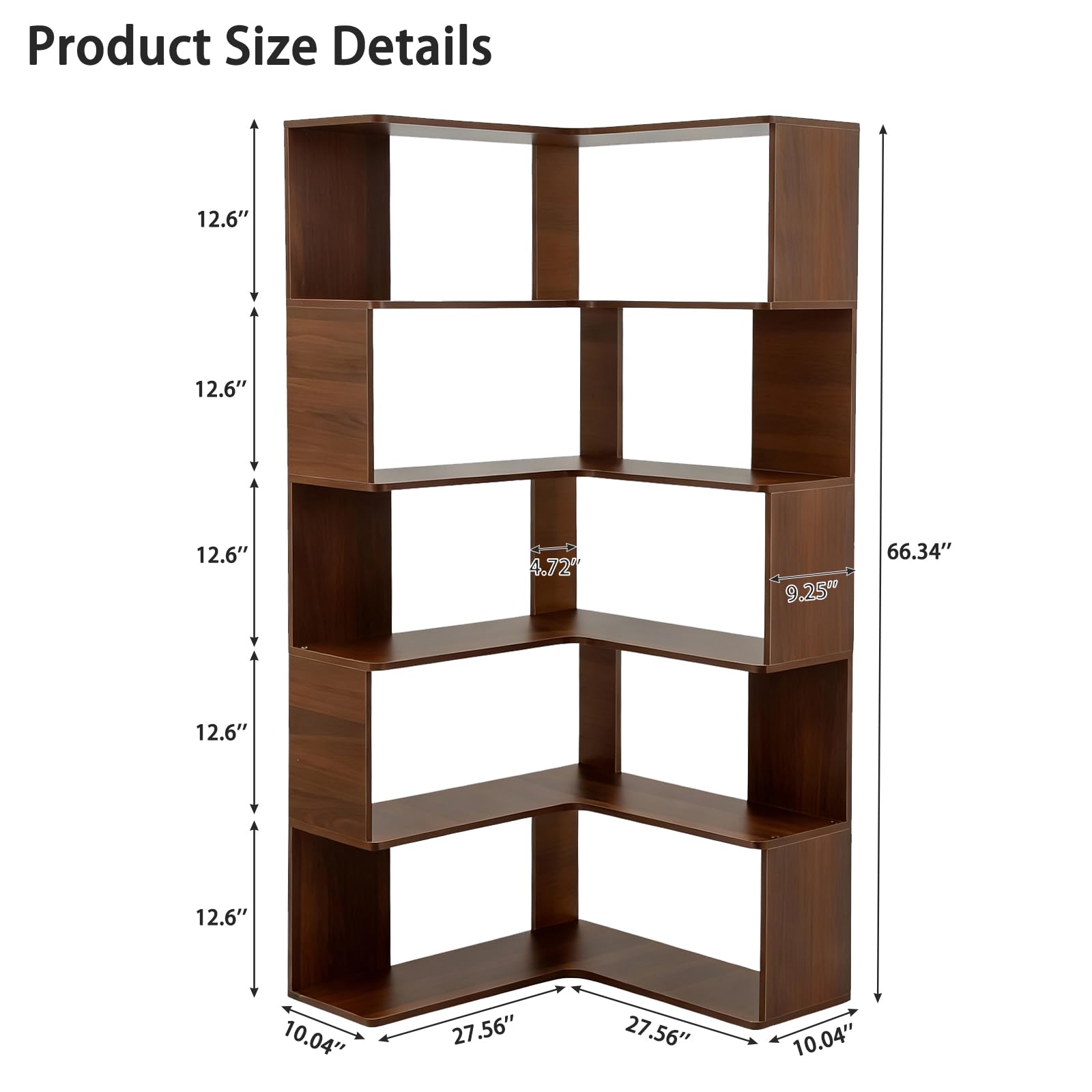 L-Shaped Corner Bookshelf, 6-Tier Open Storage