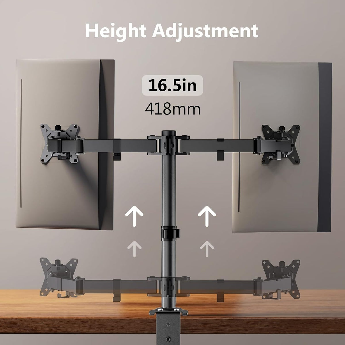 ErGear Dual Monitor Stand, Heavy Duty Adjustable Monitor Desk Mount for 2 Screens up to 32 Inches, Fully Adjustable Height, Tilt, Swivel, Rotate, Supports 17.6 lbs per Monitor Arm, Easy Installation