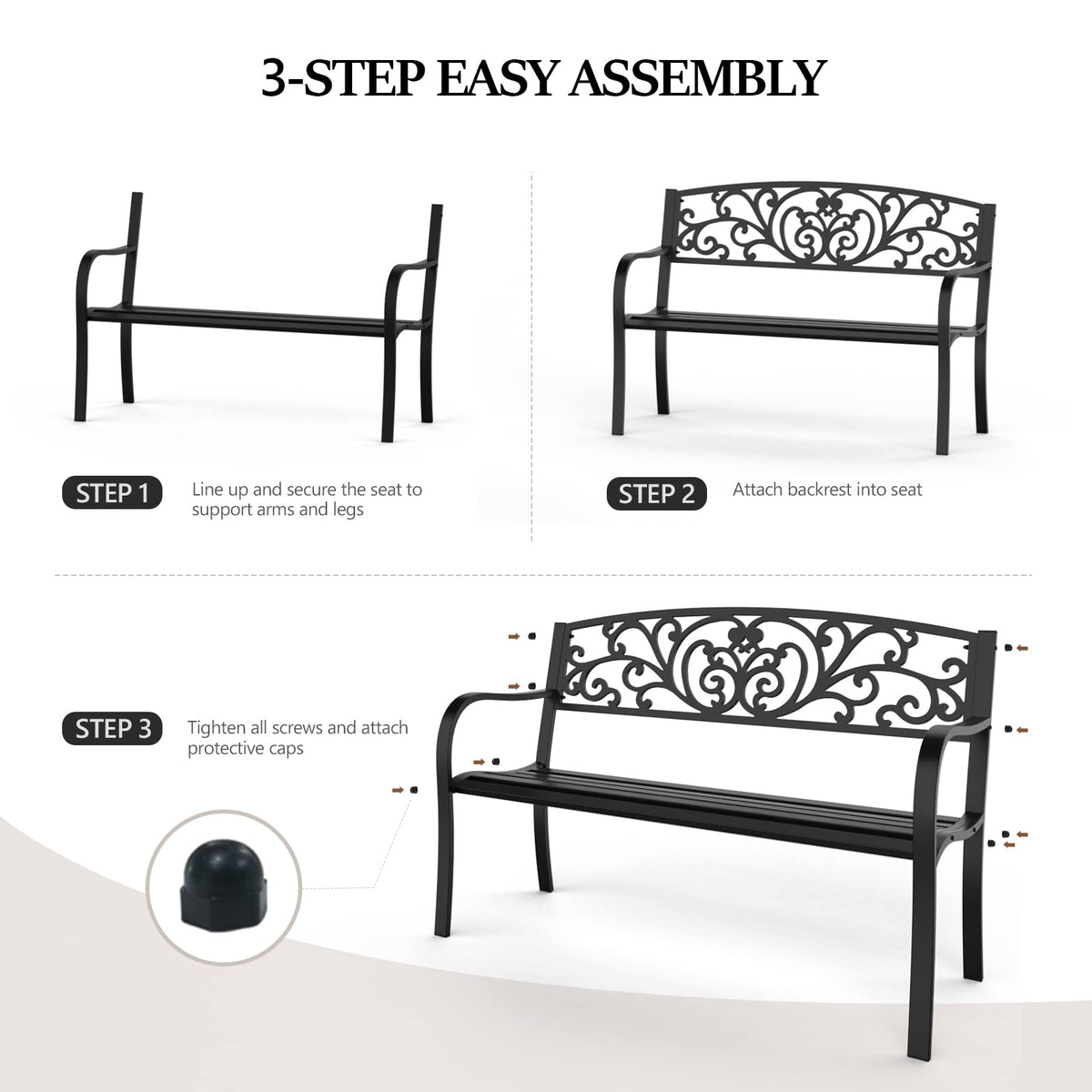 Steel Outdoor Garden Bench