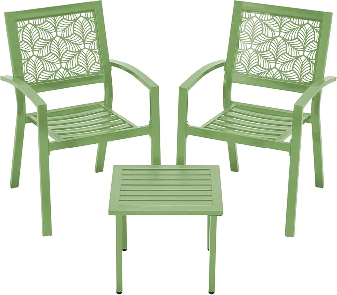 3-Piece Patio Bistro Set with 2 Chairs & Table