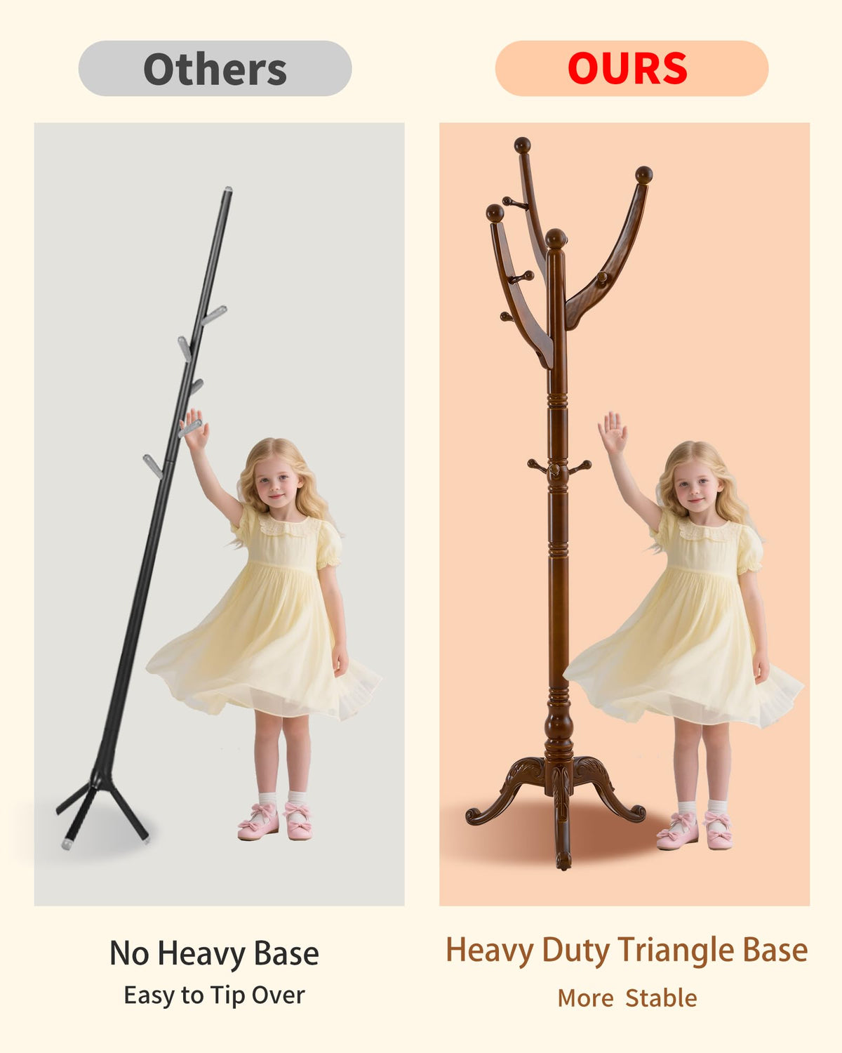 ZIECUKU Coat Rack Freestanding,Solid Wood Coat Hall Tree with 13 Hooks