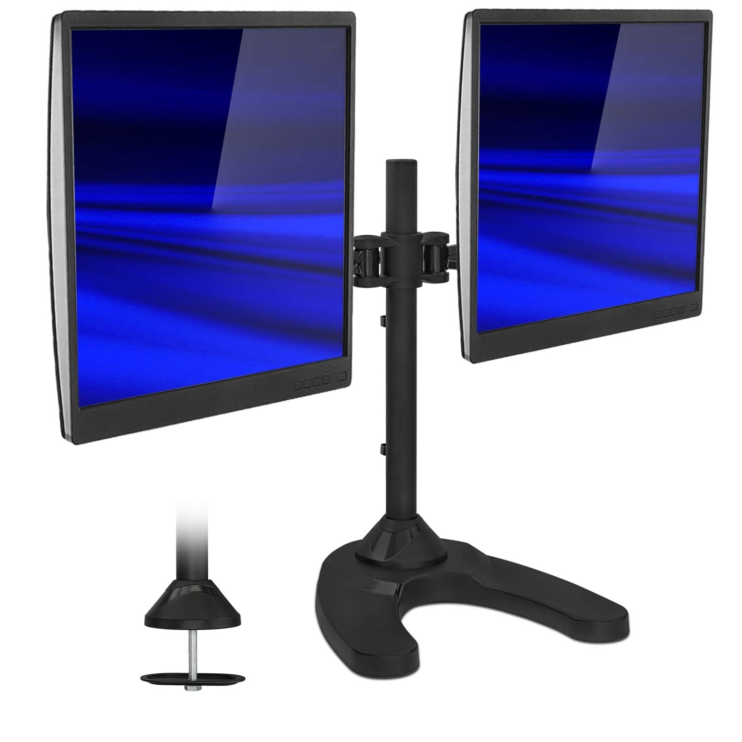 Dual Monitor Stand – Full Motion Arms, VESA 75x75/100x100, Freestanding or Grommet