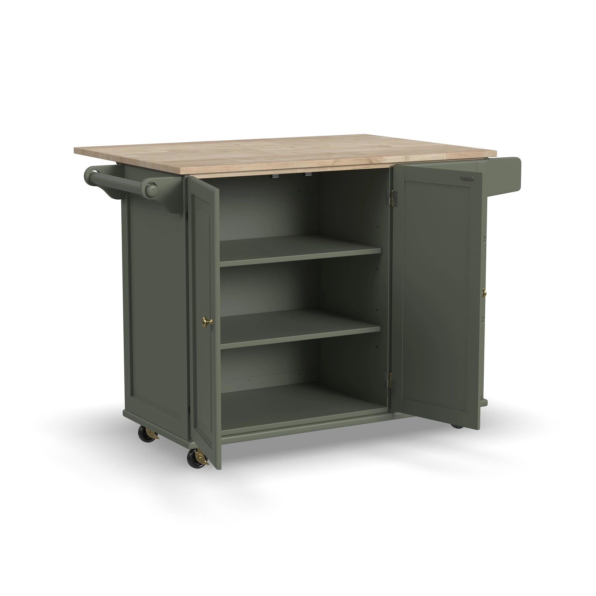 Mobile Kitchen Island Cart with Dropleaf Breakfast Bar