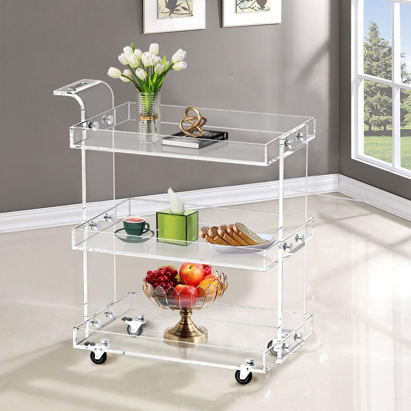 Clear Acrylic Rolling Bar Cart