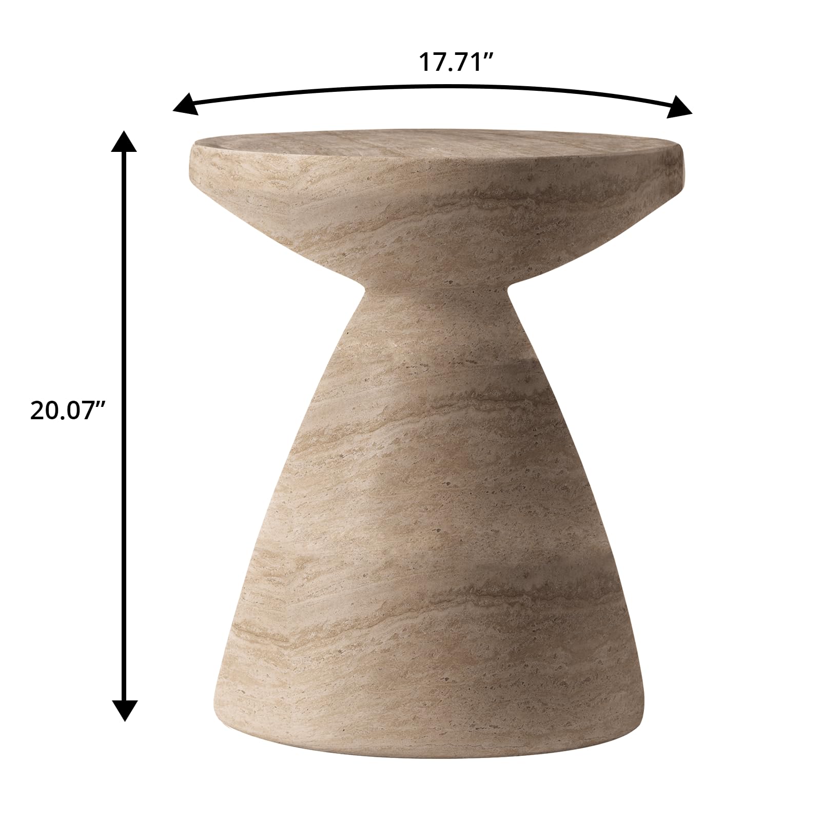 Round Fiberstone Side Table with Pedestal Base