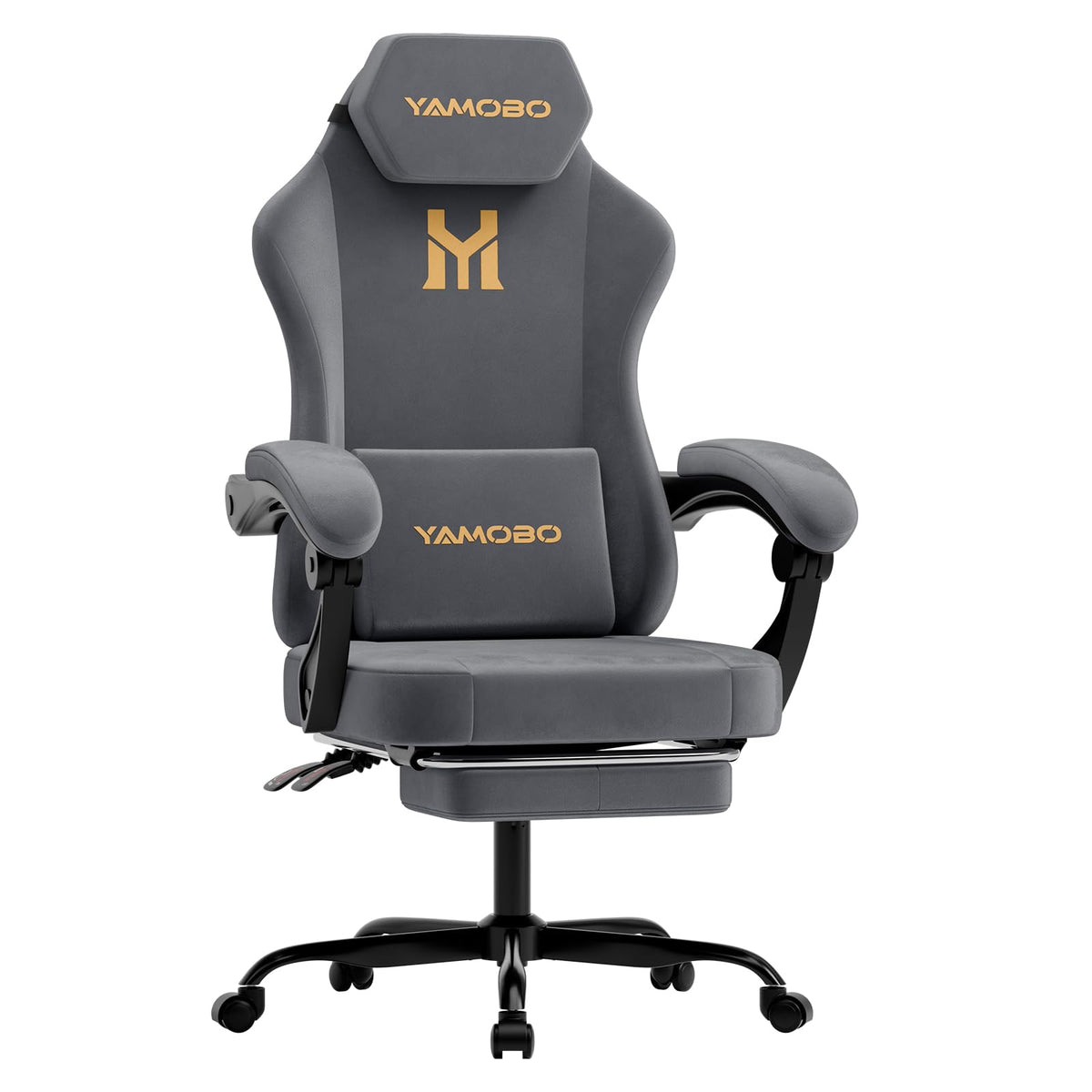 Grey Massage Gaming Chair with Footrest